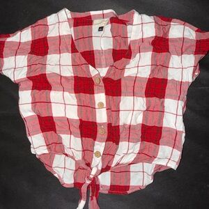Universal Thread Red and White Plaid Kids Button Down Shirt